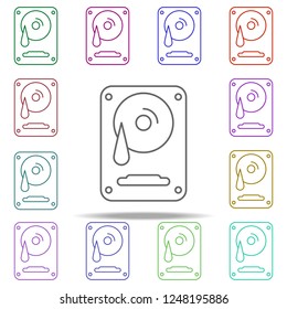hard disc line icon. Elements of computer hardware in multi color style icons. Simple icon for websites, web design, mobile app, info graphics