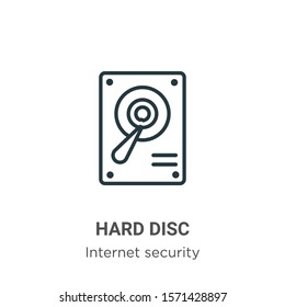 Hard disc outline vector icon. Thin line black hard disc icon, flat vector simple element illustration from editable networking concept isolated on white background
