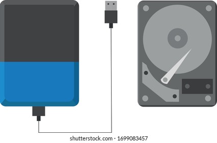 Hard disc outside and inside illustration