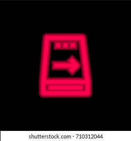 Hard disc red glowing neon ui ux icon. Glowing sign logo vector