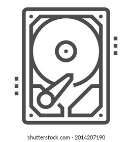 Hard disc, square line vector icon