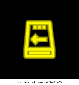 Hard disc yellow glowing neon ui ux icon. Glowing sign logo vector