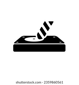 Hard disk destruction (data erasure) vector icon illustration