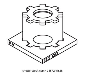 hard disk drive and computing technology and isolated vector illustration graphic design