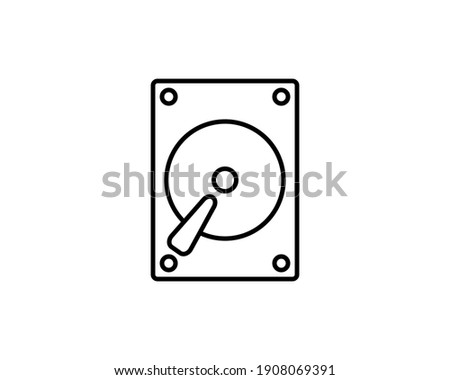 Hard Disk Drive, Hardware HDD Storage. Flat Vector Icon illustration. Simple black symbol on white background. Hard Disk Drive, Hardware HDD Storage sign design template for web and mobile UI element.