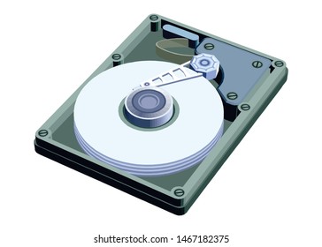 Hard disk drive or HDD icon in flat style on white background