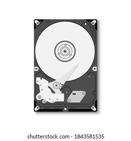 Hard disk drive HDD isolated on white background, vector illustration