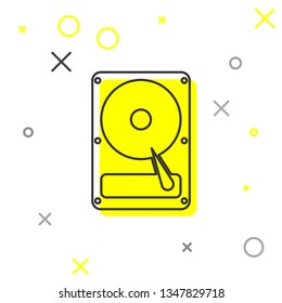 Hard disk drive (HDD) line icon isolated on white background. Vector Illustration