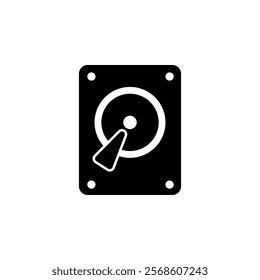 Hard Disk Drive, HDD Storage Solid Flat Vector Icon Isolated on White Background.