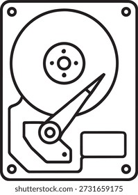 Unidade de disco rígido HDD ícone da linha de hardware de armazenamento ilustração vetorial
