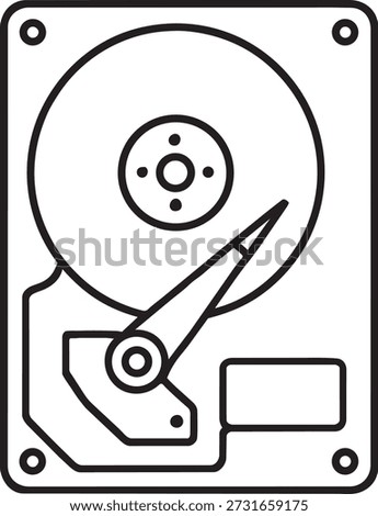 Hard disk drive HDD storage hardware line icon vector illustration