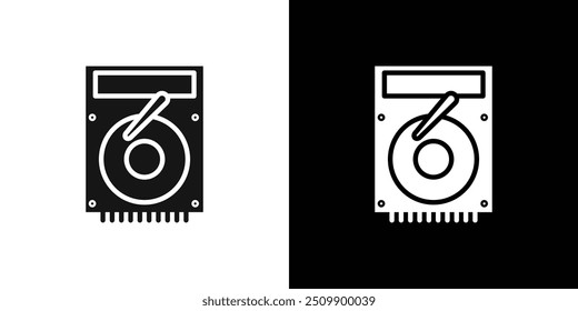 Hard disk drive icon Black line art vector logo set