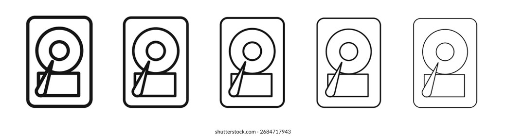 Festplattenlaufwerksymbol, schwarz-weißes Vektorzeichen