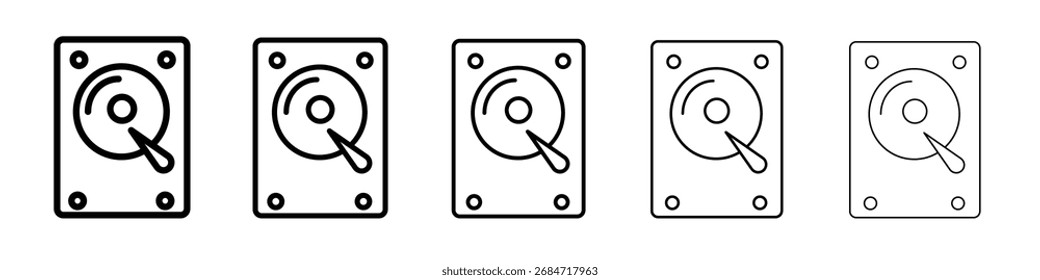 Festplattenlaufwerksymbol, schwarz-weißes Vektorzeichen
