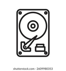 Hard disk drive icon Line Art Logo set