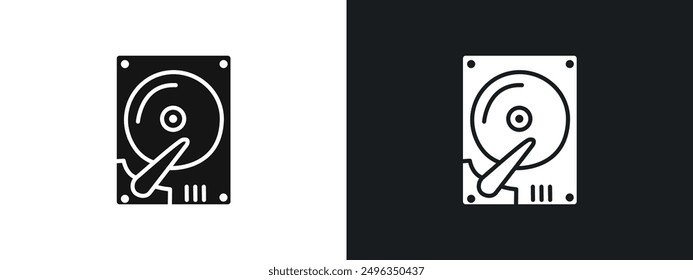 Vector de conjunto de gráficos lineales de ícono de unidad de disco duro en negro