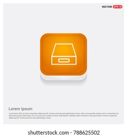 Hard disk drive icon Orange Abstract Web Button