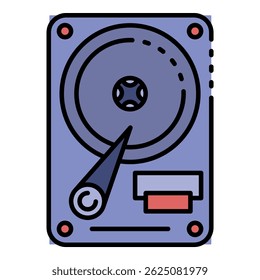 Ícone do disco rígido. Contornar a cor plana do ícone do vetor da unidade de disco rígido isolado