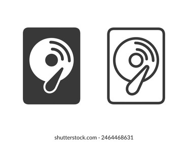 Hard disk drive icon set. Flat vector illustration. White background.