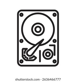 Hard disk drive icon Thin line illustration