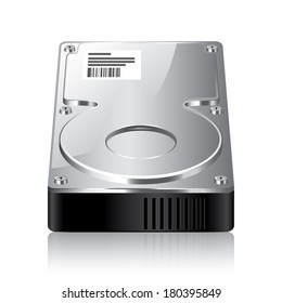 Hard disk drive isolated on white photo-realistic vector illustration