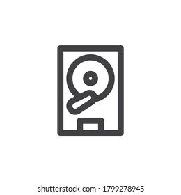 Hard Disk Drive line icon. linear style sign for mobile concept and web design. HDD computer hardware outline vector icon. Symbol, logo illustration. Vector graphics