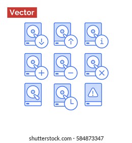 Hard disk drive operations modern style icon set