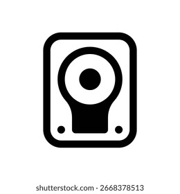 Unidad de disco duro. Icono de Vector de trazo delineado con detalles rellenos de negro.