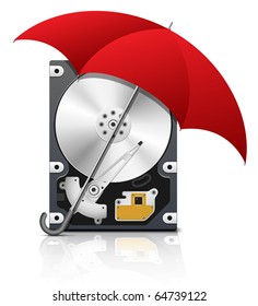 Hard disk drive protection icon, vector