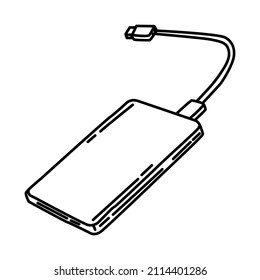 Hard Disk External Part of Electronic for Office Device Hand Drawn Icon Set Vector.