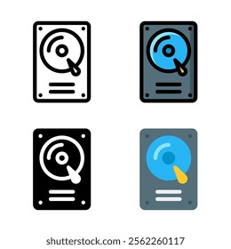 Hard disk hdd icon set. Suitable for computer hdd storage icon element. 