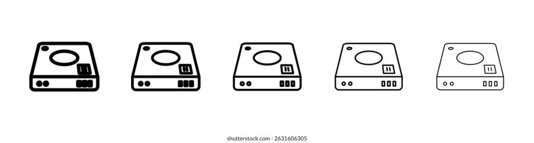 Hard Disk icon in black. Vector illustration for graphic design