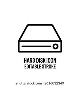 Hard Disk Icon Black with White Background Flat Design Vector Illustration