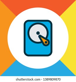 Hard disk icon colored line symbol. Premium quality isolated hdd element in trendy style.