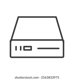Hard Disk Icon Depicting a Data Storage Device in Black and White