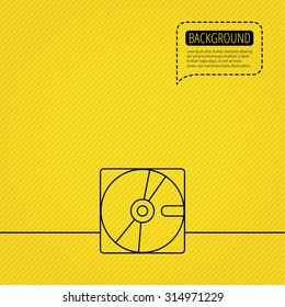 Hard disk icon. Hard drive storage sign. Speech bubble of dotted line. Orange background. Vector
