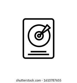 Hard disk icon, Hdd symbol in outline style on white background