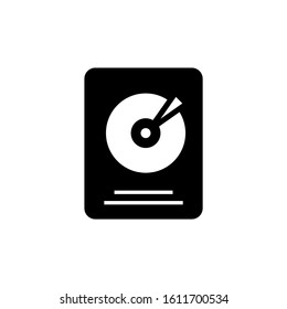 Hard disk icon, Hdd symbol in black flat design on white background