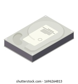 Hard disk icon. Isometric of hard disk vector icon for web design isolated on white background