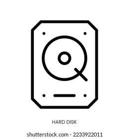 icono de disco duro. Diseño De Estilo De Arte De Línea Aislado En Fondo Blanco