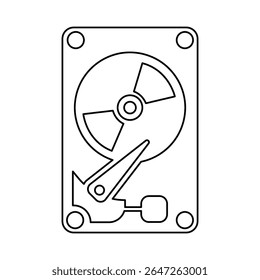 Hard Disk Icon, Line Vector graphics