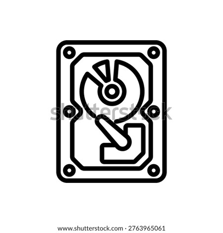 Hard disk icon, Line Vector graphics
