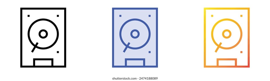hard disk icon. Linear, Blue Fill and Gradient Style Design Isolated On White Background