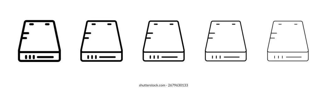 Festplattensymbol-Logo in der Strichlinien-Kollektion