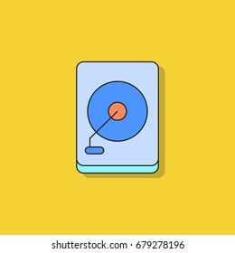 hard disk icon on yellow background