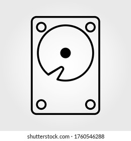 Icono de disco duro, signo de vector de contorno, pictograma de estilo lineal aislado en blanco. Símbolo, ilustración del logotipo. Trazo editable. Ilustración vectorial Eps10.