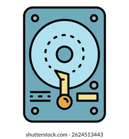 Ícone do disco rígido. Contornar a cor do ícone vetorial do disco rígido numa superfície plana isolada