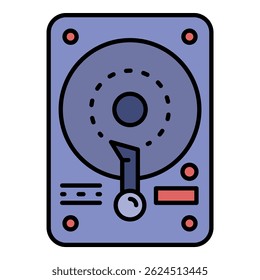 Ícone do disco rígido. Contornar a cor do ícone vetorial do disco rígido numa superfície plana isolada