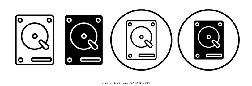 Hard Disk icon set. Internal memory drive vector symbol. HDD storage sign.