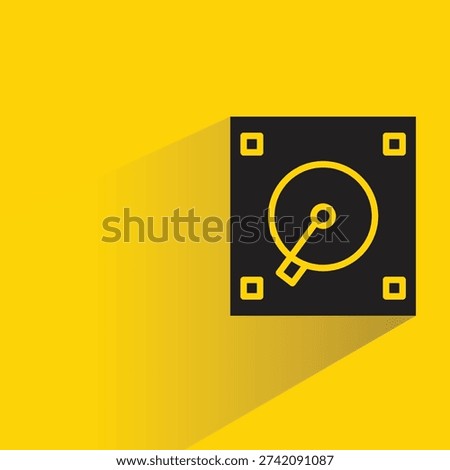 hard disk icon with shadow on yellow background